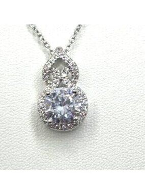 Elegant Silver Infinity Pendant Necklace With Sparkling Cubic Zirconia Stones 18